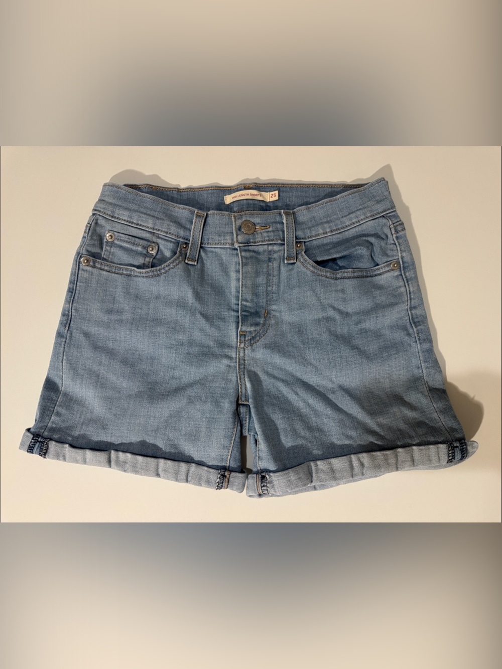 Classic Light Blue Denim Roll-Cuff Women's Shorts